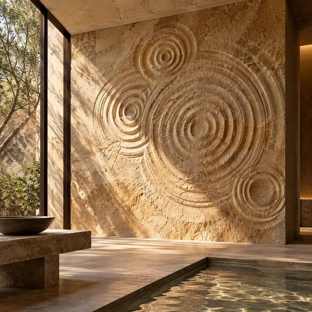 Abstract water ripple circles — Sandstone architectural design concept