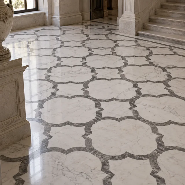 Continuous quatrefoil lattice — Marble architectural design concept