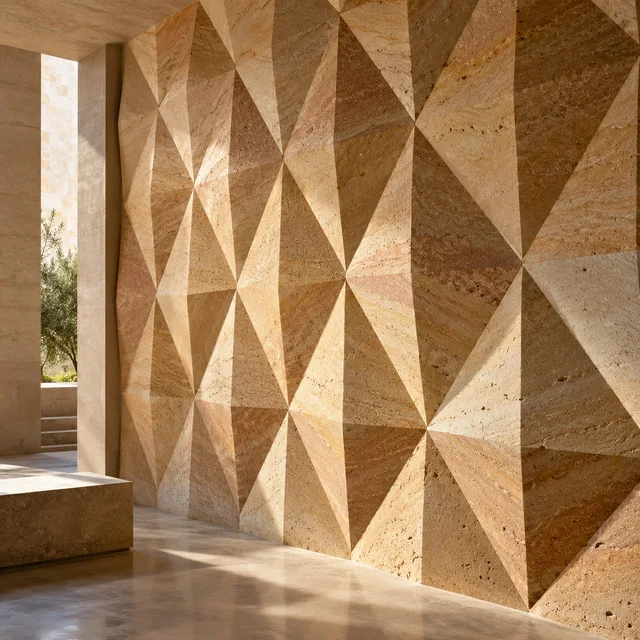 Tessellated diamond facets — Sandstone architectural design concept