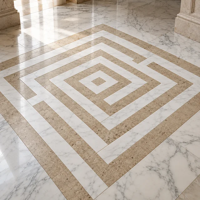 Concentric square labyrinth — Marble architectural design concept