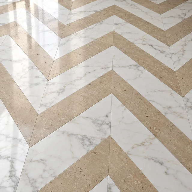 Two-tone zigzag chevrons — Marble architectural design concept