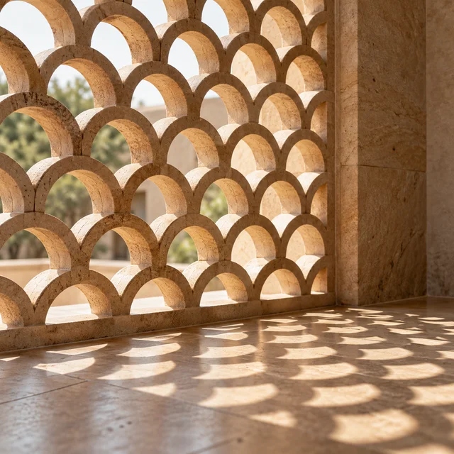 Overlapping scale pattern — Sandstone architectural design concept