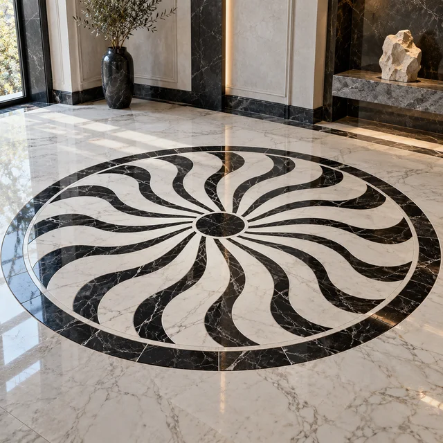 Radial wave geometry — Marble architectural design concept