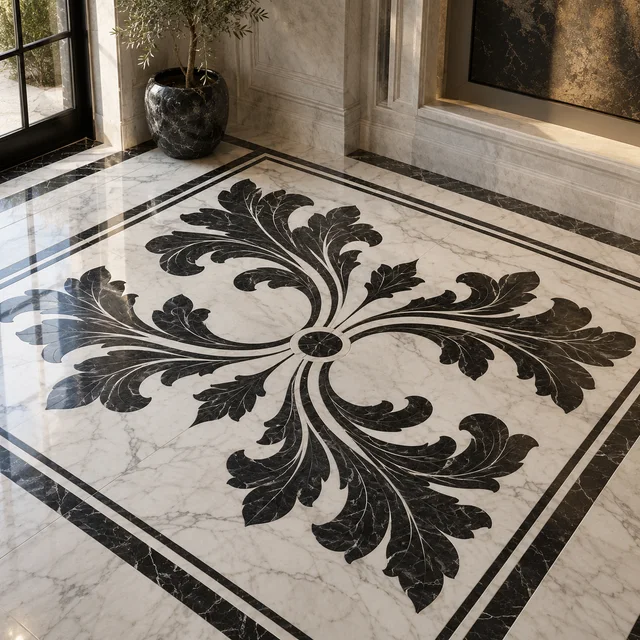 Oversized acanthus leaves — Marble architectural design concept