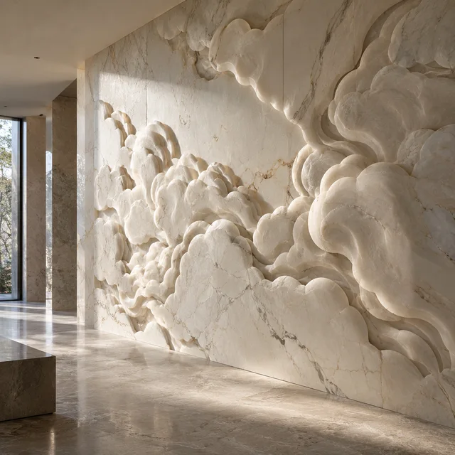 Billowing cloud volumes — Marble architectural design concept