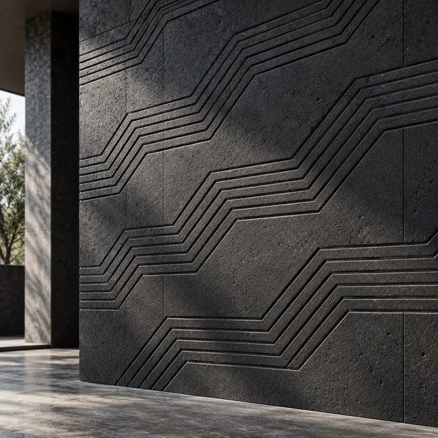 Stepped linear zigzags — Basalt architectural design concept