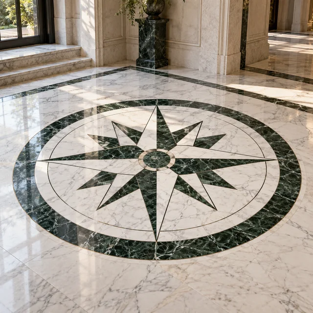 Double star compass — Marble architectural design concept