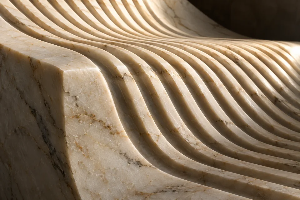 Conceptual carved marble material study